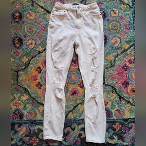 Abercrombie& Fitch Simone High Rise Slim Distressed Jeans White Women's 0